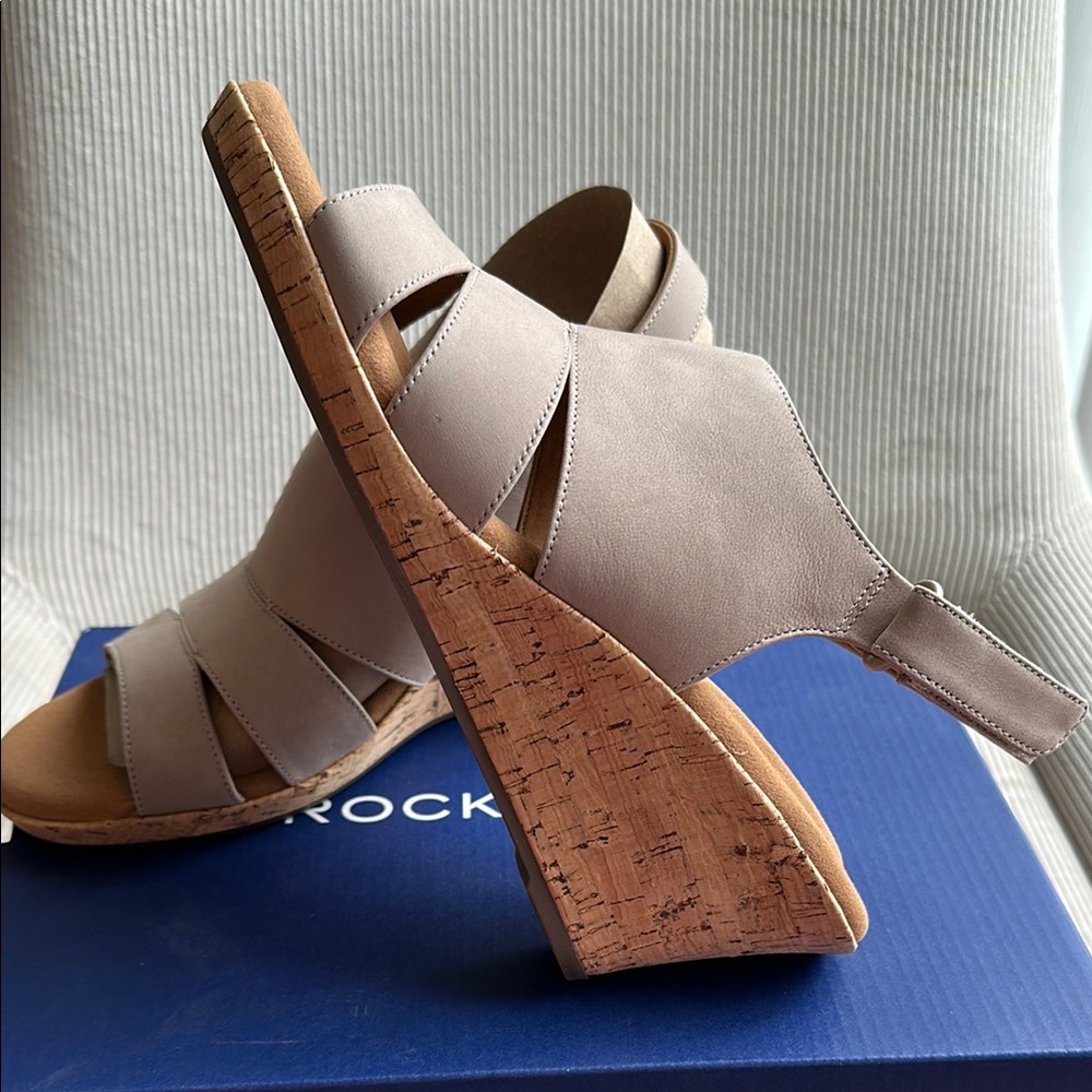 Rockport Briah Sling Women's Tan Wedge Sandals Simply Taupe Nubuck, Size: 8, 9.5 - Picture 6 of 8